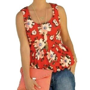 Anthropologie Postmark Red Floral Peplum Top